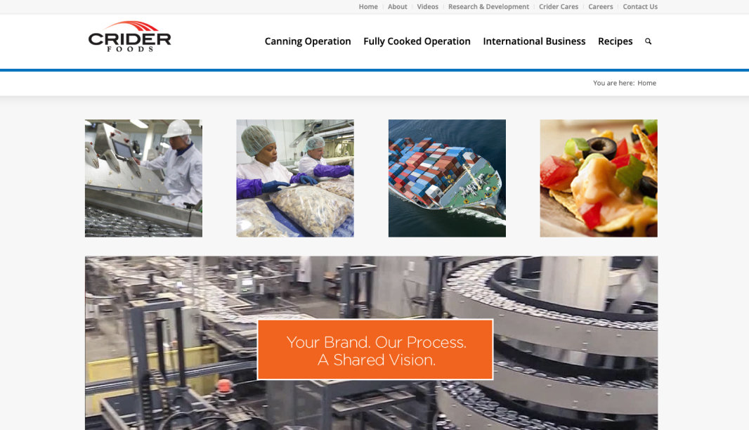 Crider Foods website page screenshot